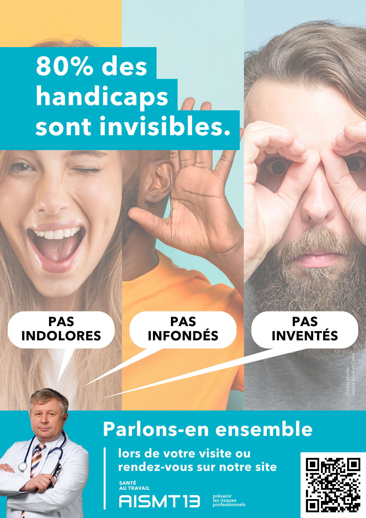 AFFICHE PREVENTION 80% HANDICAP INVISIBLE AISMT13 A3