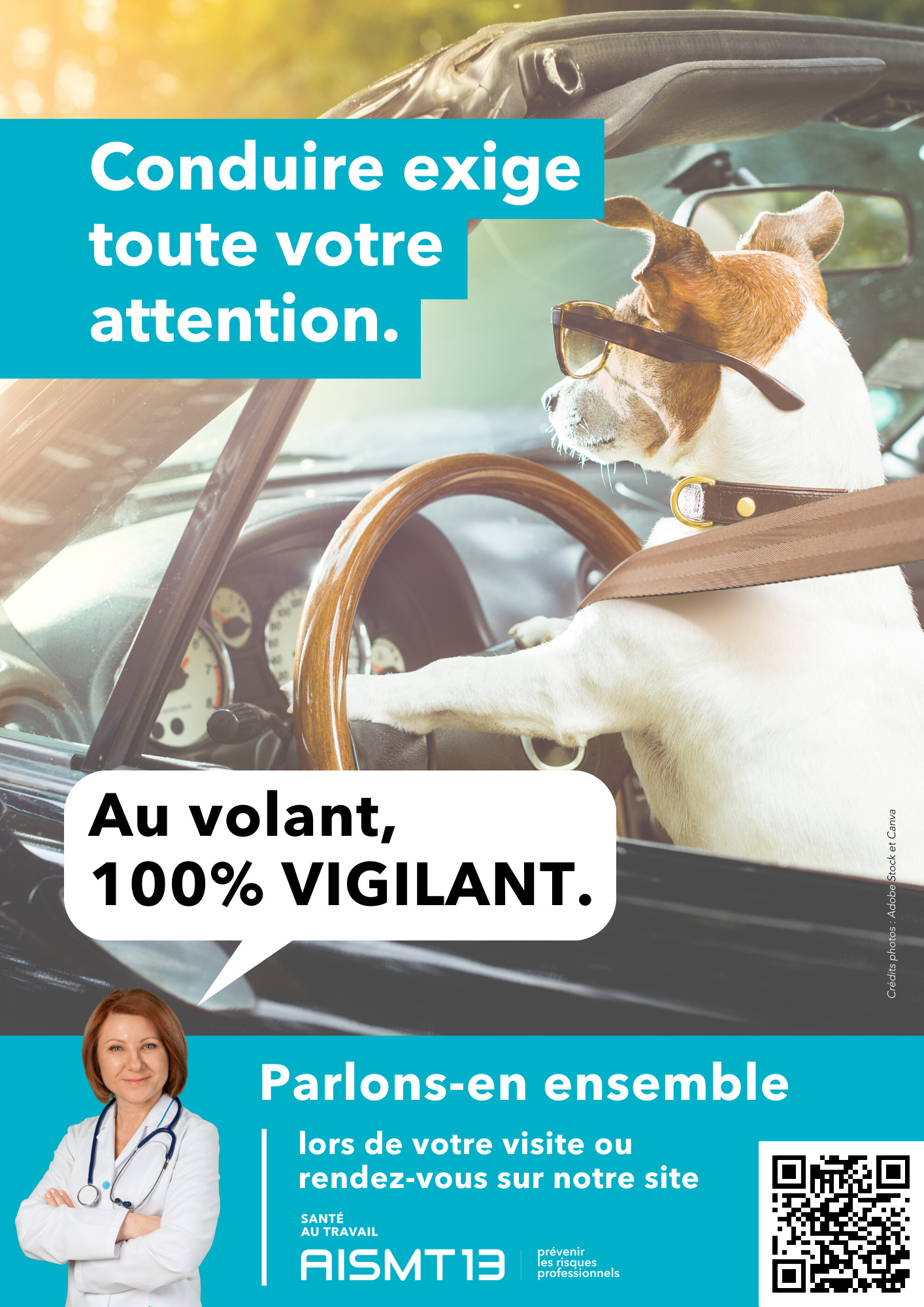 AFFICHE PREVENTION RISQUE ROUTIER VIGILANCE AISMT13 A3