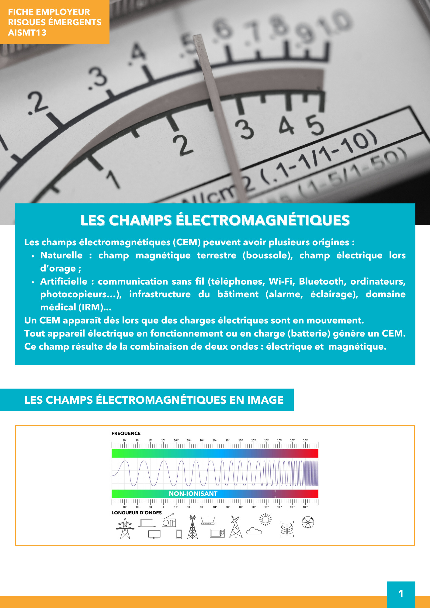 Champs électromagnétiques Fiche employeur Risques émergents AISMT13
