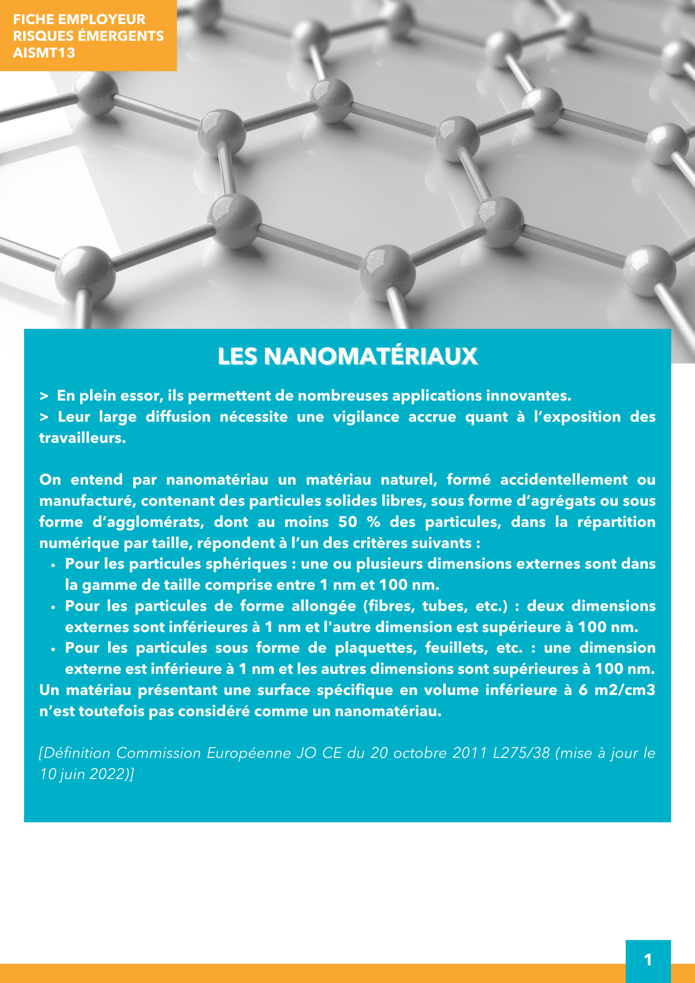 Nanomatériaux Fiche employeur Risques émergents AISMT13