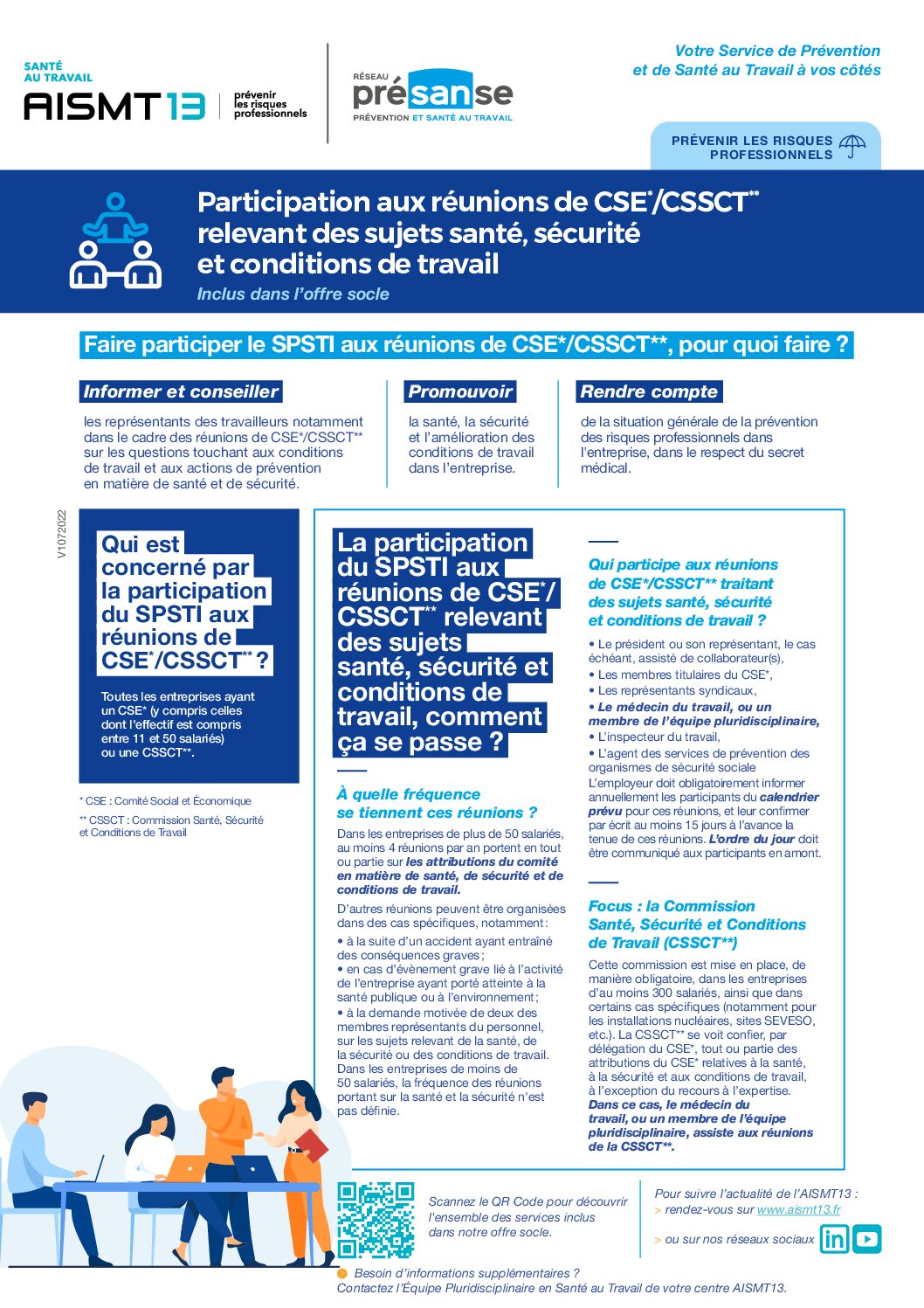 Participation réunion CSE CSSCT pour sujets sante securite et conditions de travail