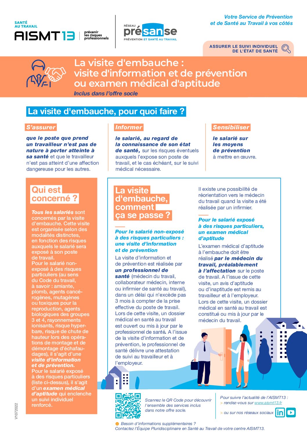 Visite d'embauche - Visite information et prevention ou examen aptitude