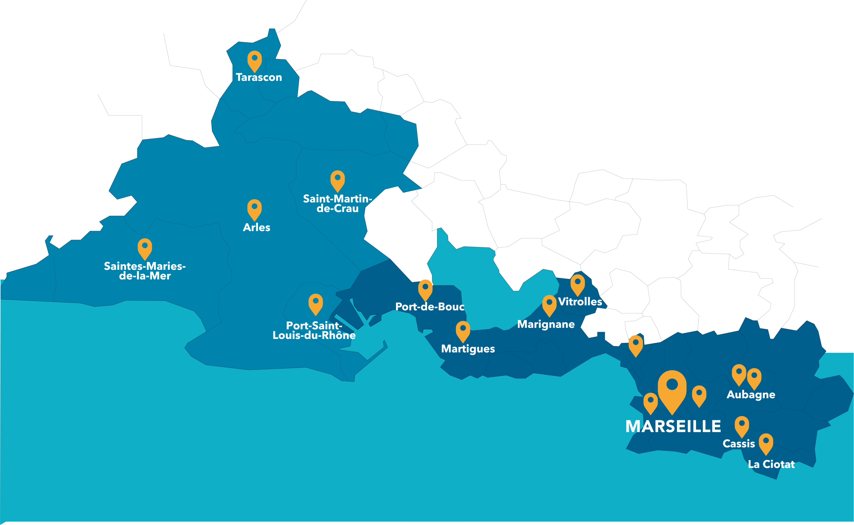 Carte des centres de l'AISMT13